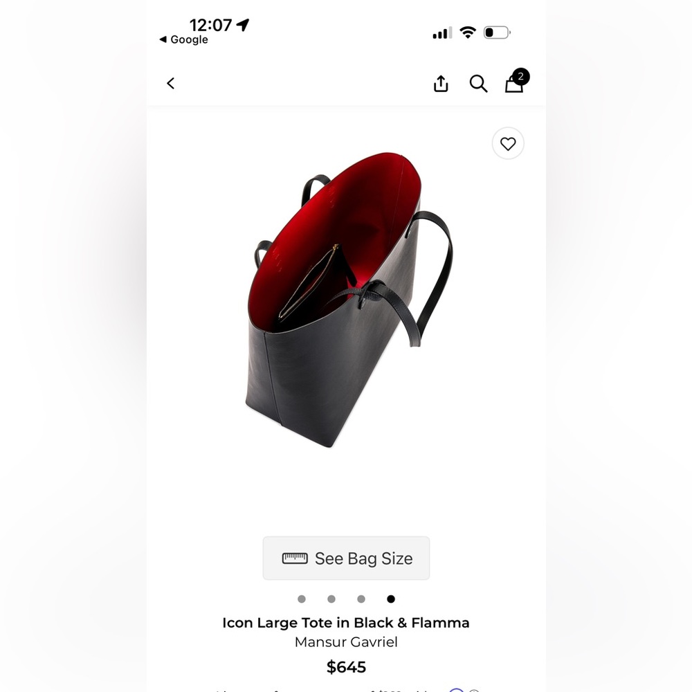 Mansur Gavriel Icon Large Tote in Black & Flamma doesn’t include a wristlet